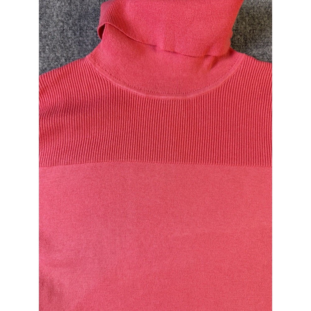 Talbots Womens S Hot Pink Turtleneck Sweater Cotton Blend Ribbed Preppy - Picture 4 of 11